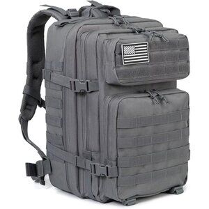 45L Tactical Backpack Grey Waterproof Multi Compartment for Hiking, Camping,